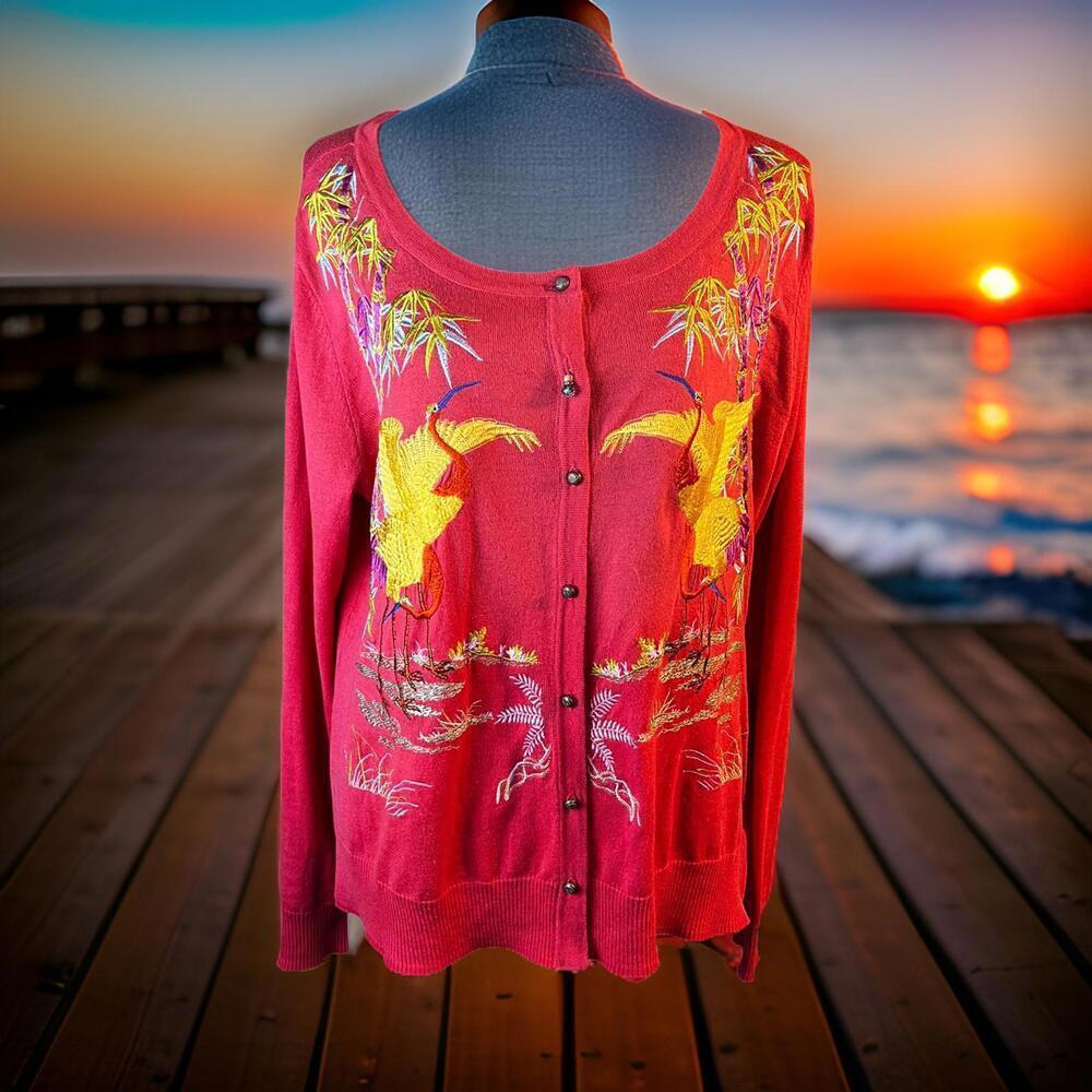 Vintage Soft Surroundings Asian Embroidered Cardigan​​